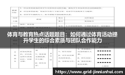 体育与教育热点话题题目:如何通过体育活动提升学生的综合素质与团队合作能力
